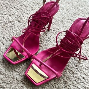 Schutz Vikki Leather Sandals.